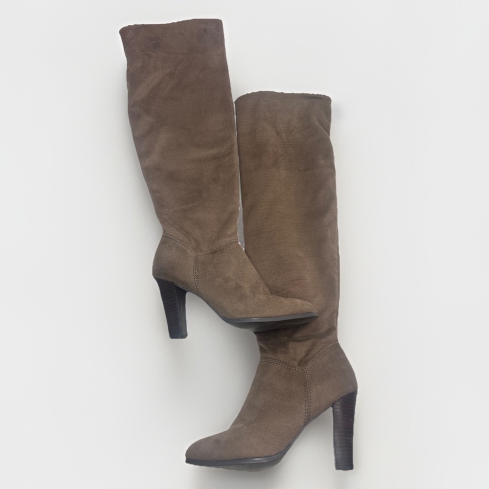 Impo Stretch Over Knee Thigh High Taupe Heeled Suede Boots US Women’s Size 6.5